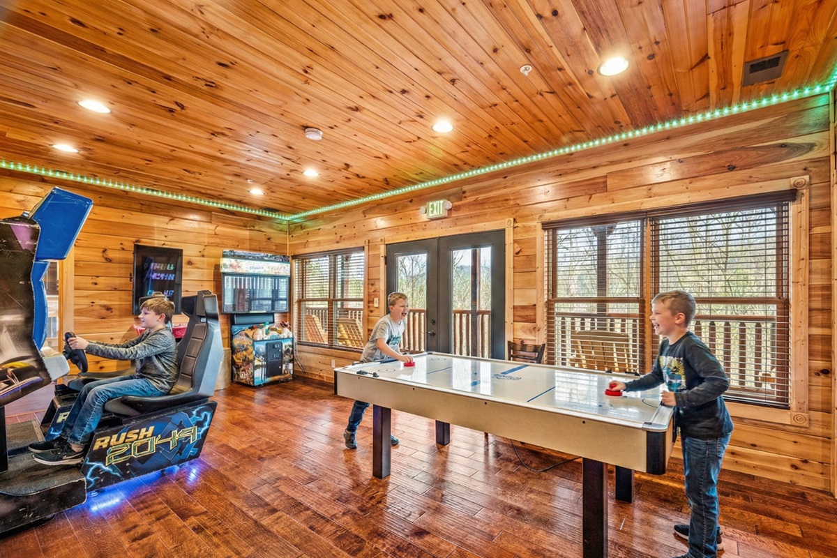 The kids will have a blast in the arcade!