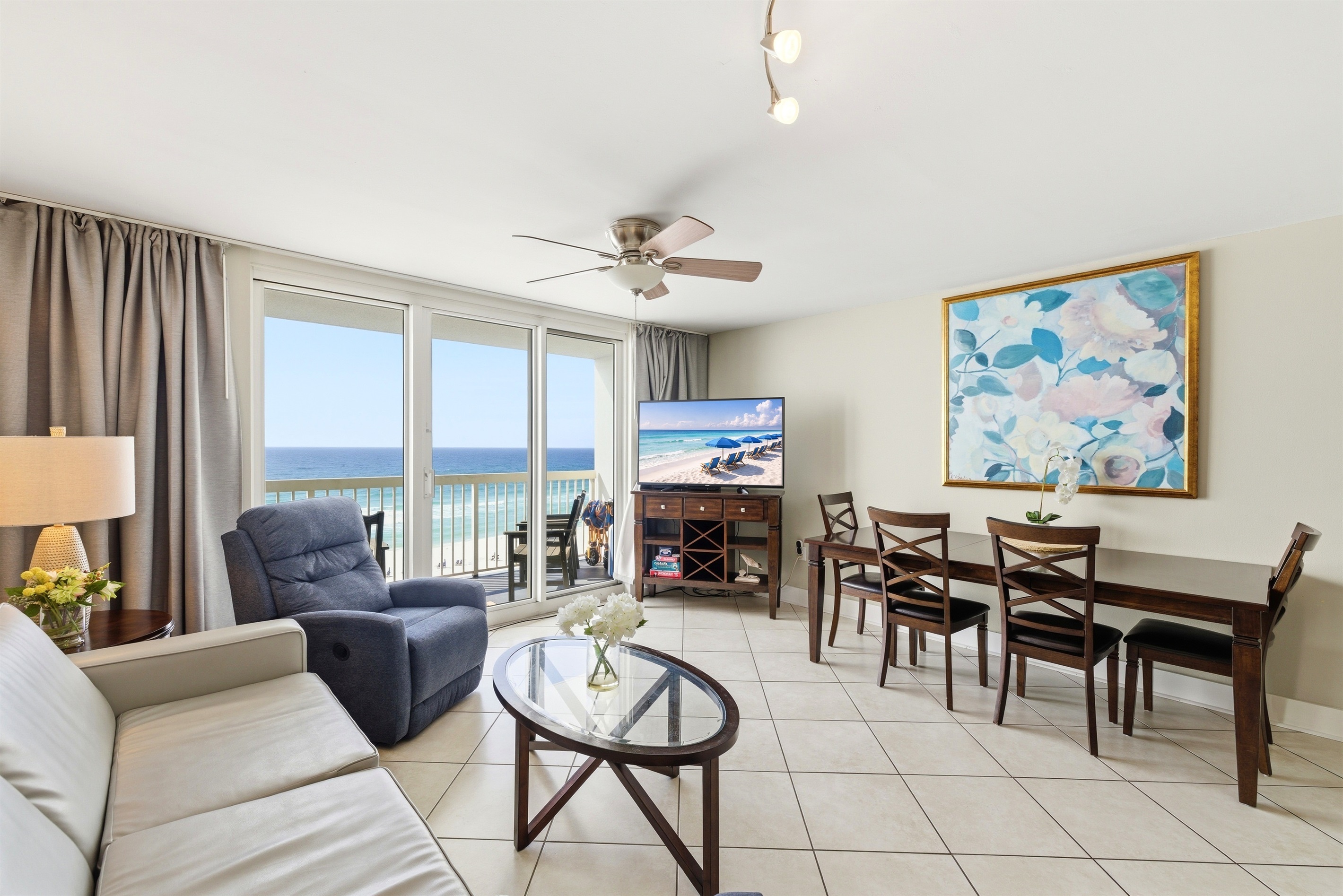 The beach view always follow you in unit 707 at at Pelican Beach Resort Destin FL