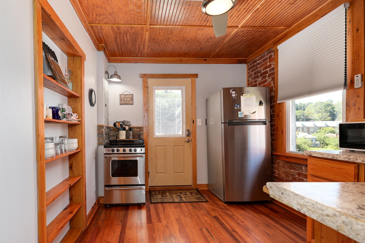 Enter through the kitchen