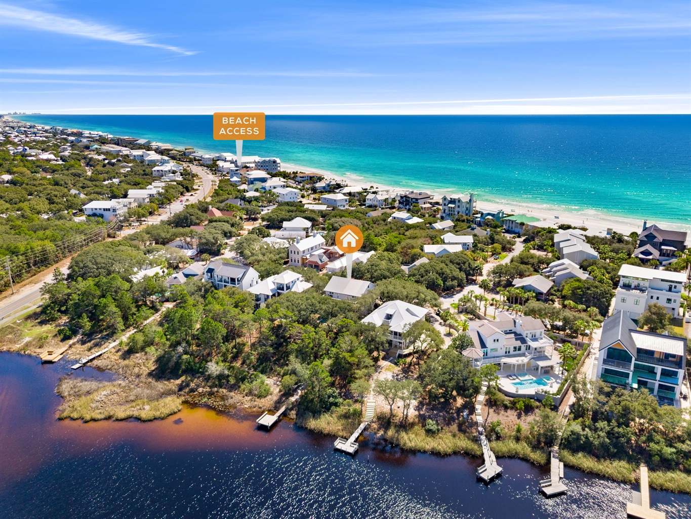 Peaceful lakeside views in your backyard and the Gulf just a short stroll away!