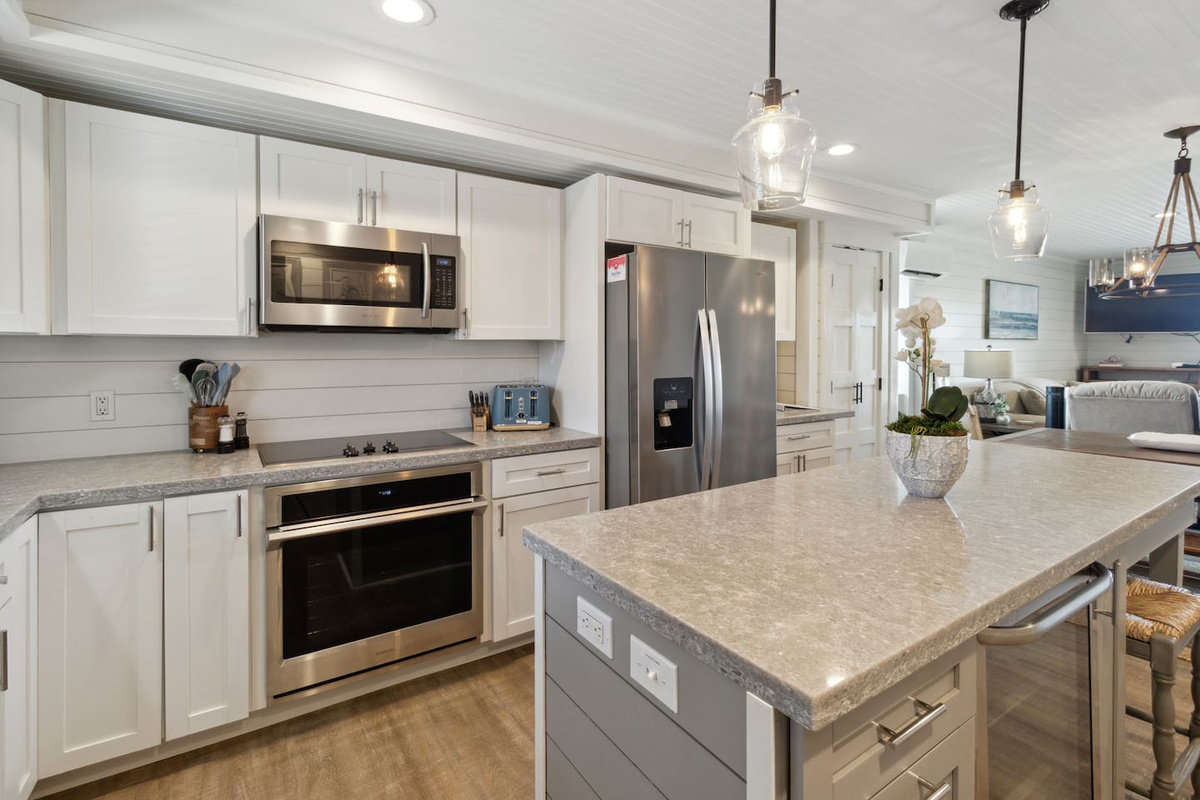 Two full pantries &mdash; the most kitchen storage in the collection. Stocking a week of groceries is no problem.