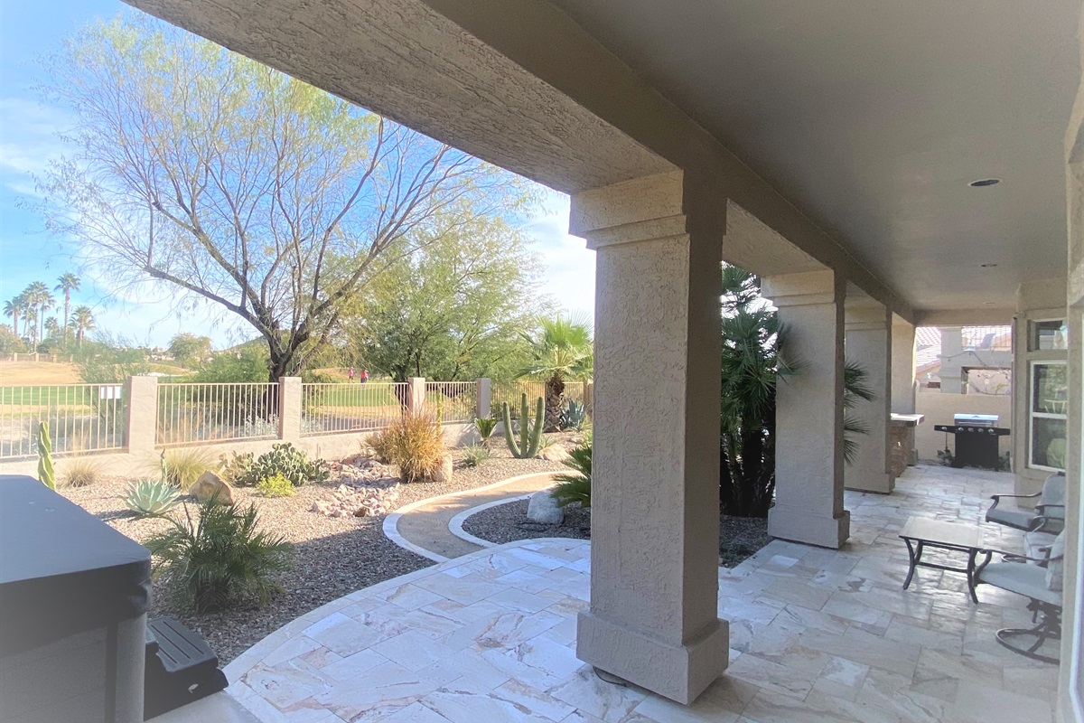 Covered patio (with Misters, hot tub and BBQ)