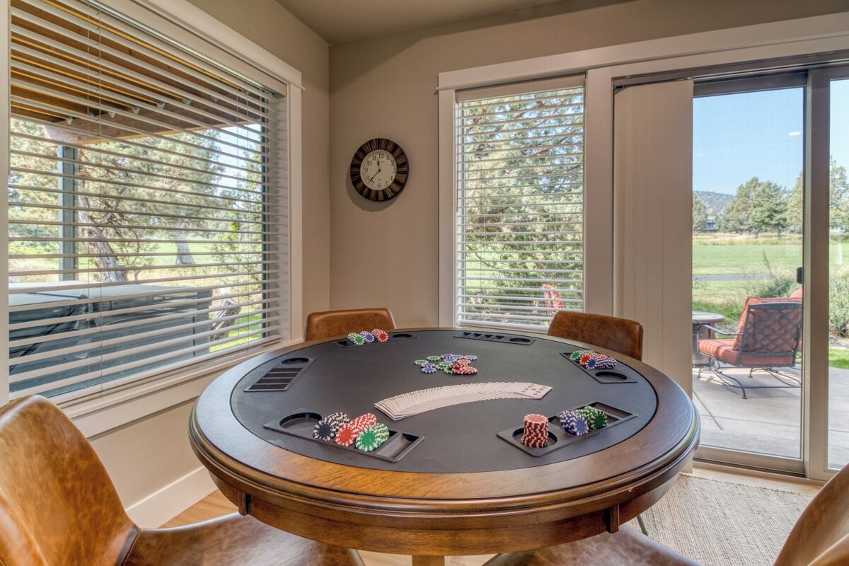 Gaming table can be flipped for poker.