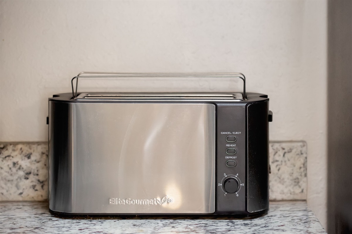 Kitchen appliances including toaster, microwave and appliances for convenient meal prep