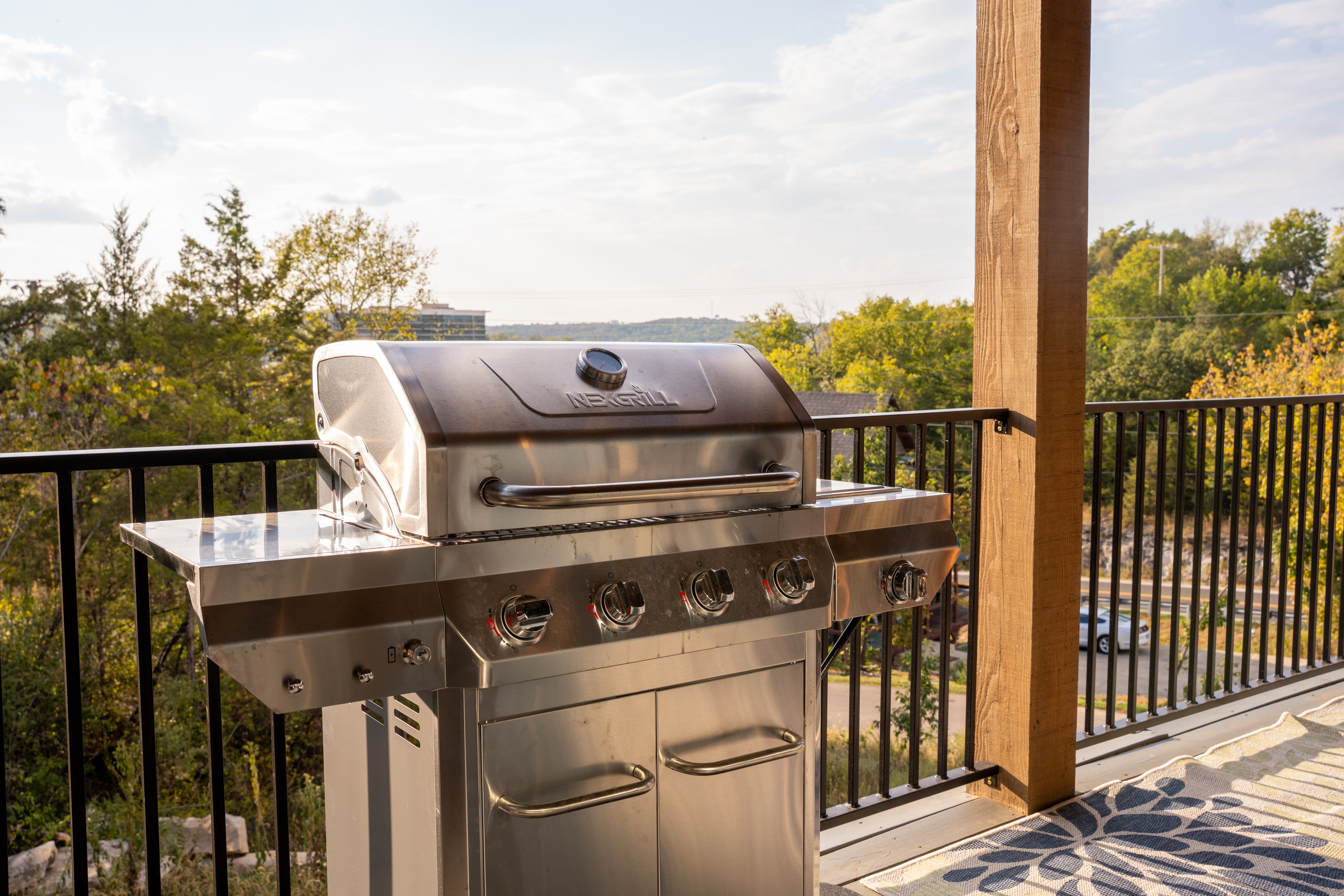 Fire up the propane grill and enjoy a cookout with a beautiful view from the deck.