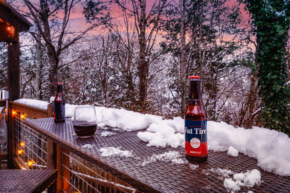 Get comfortable and enjoy a beverage on the private back deck