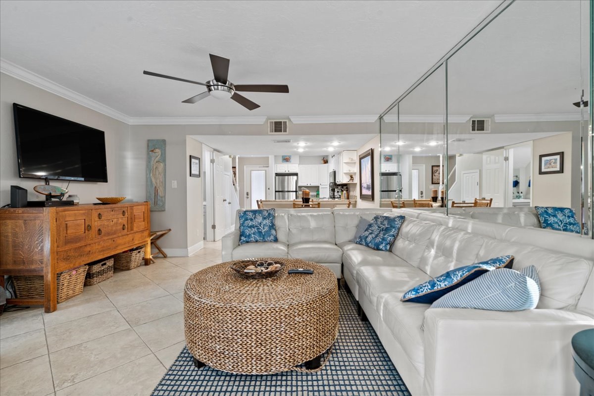 Large, easy to clean, leather sectional with Smart TV on 2nd Level Living Area - NEW PHOTOS COMING SOON!