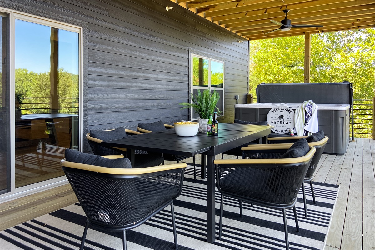 Take advantage of the lower level outdoor dining space adjacent to the hot tub