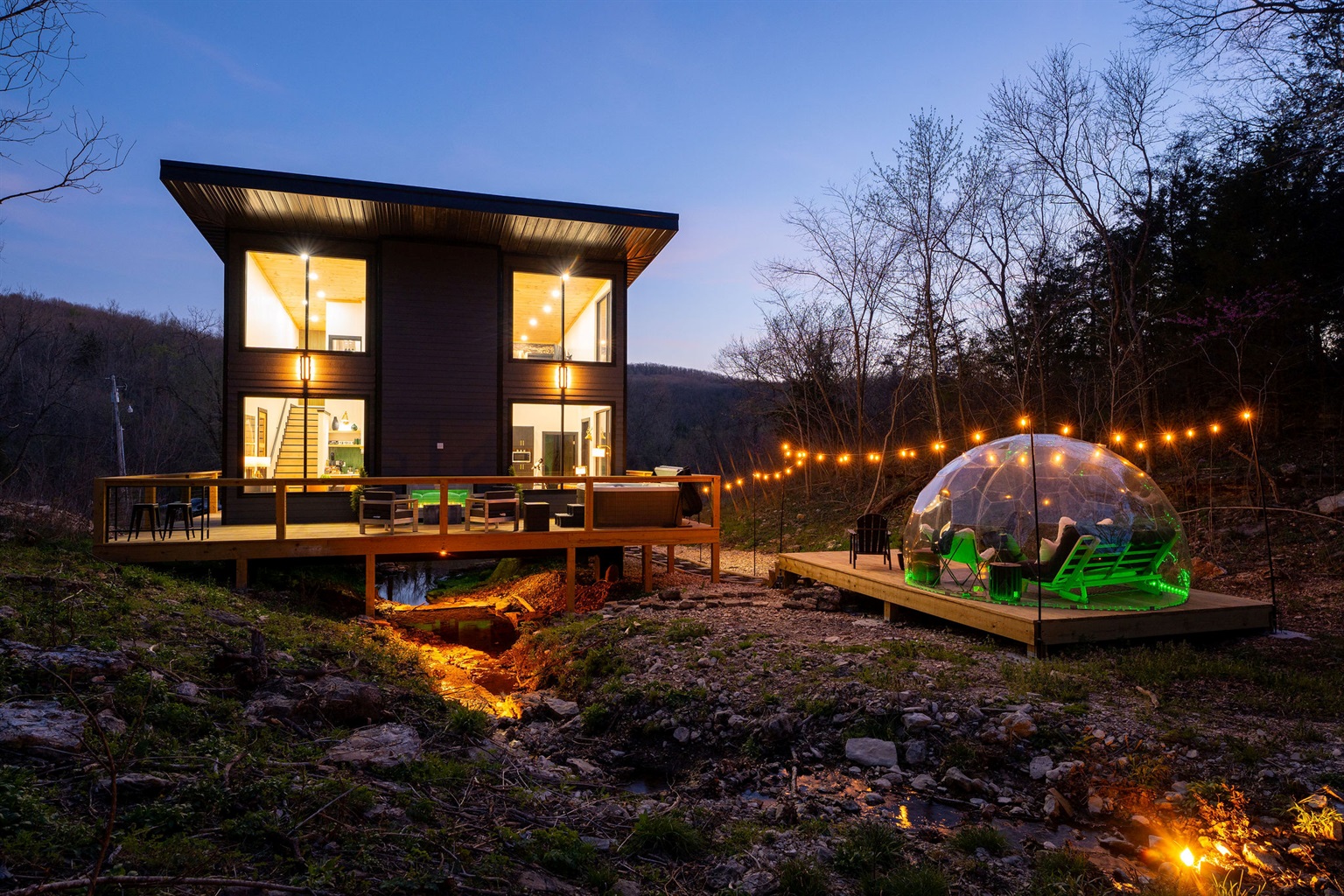Your private retreat at golden hour—glass, light, and total seclusion