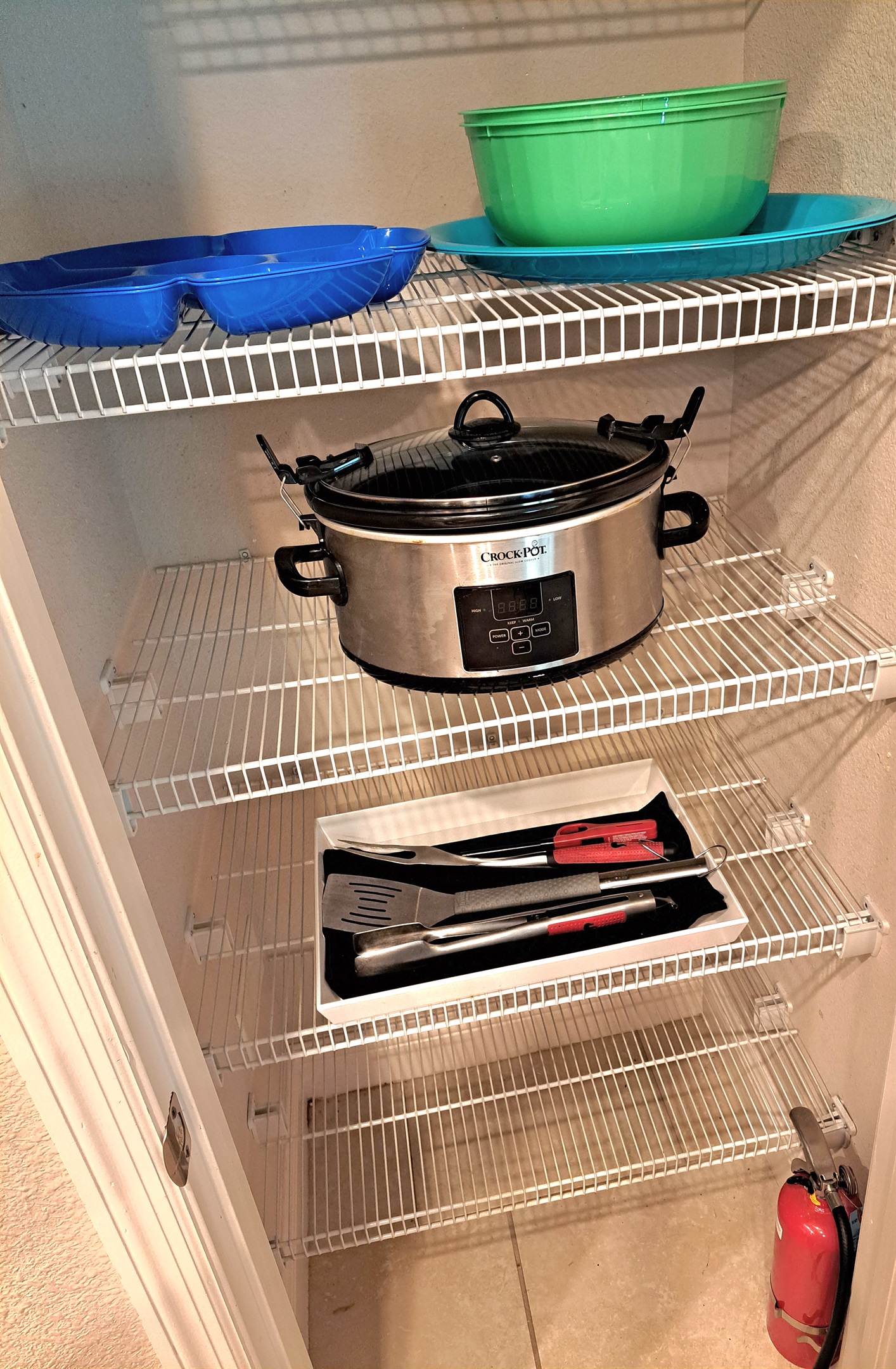 Veggie trays, crock pot, bbq utensils
