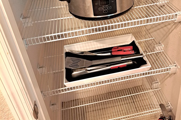Veggie trays, crock pot, bbq utensils