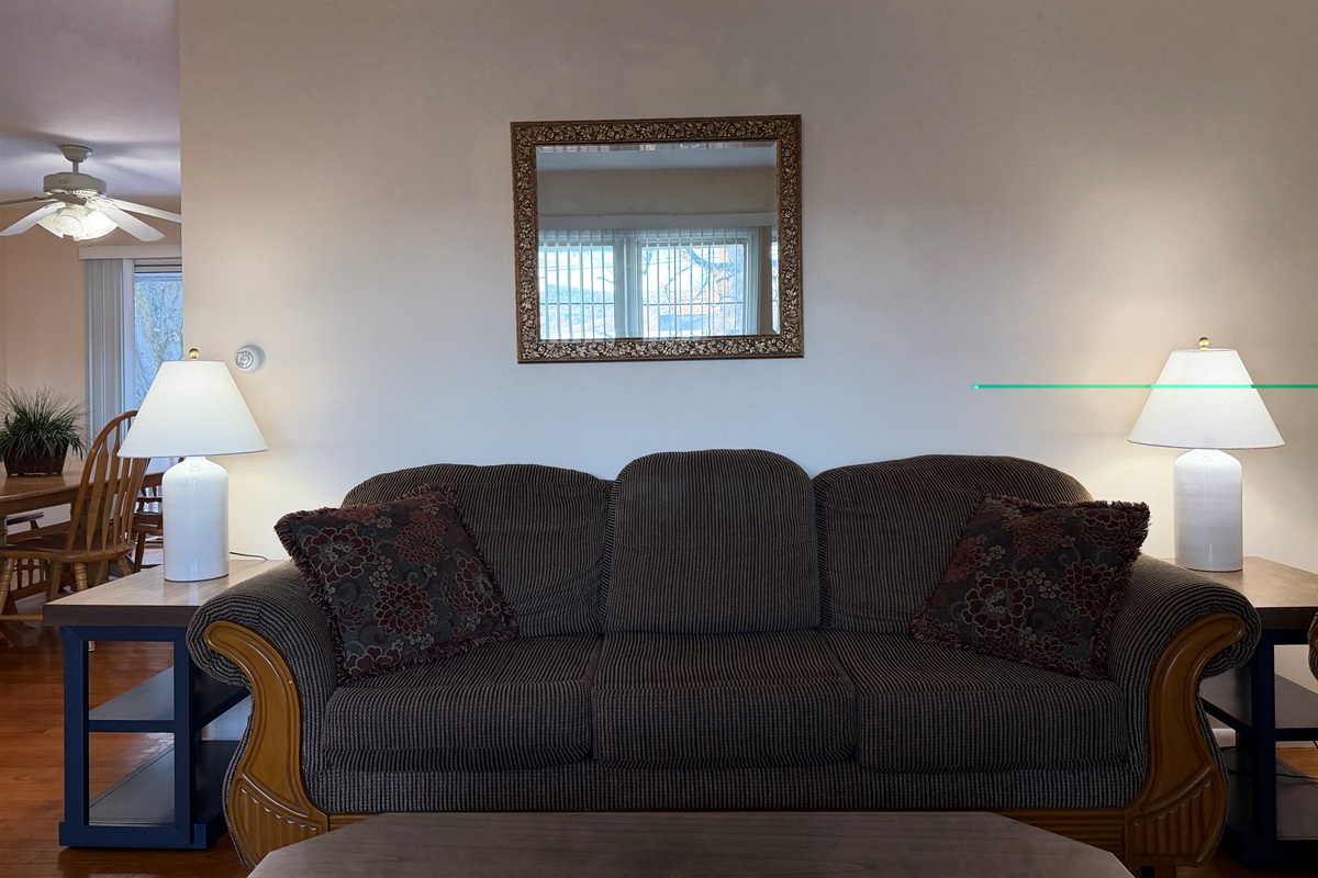 Living room with dining beyond