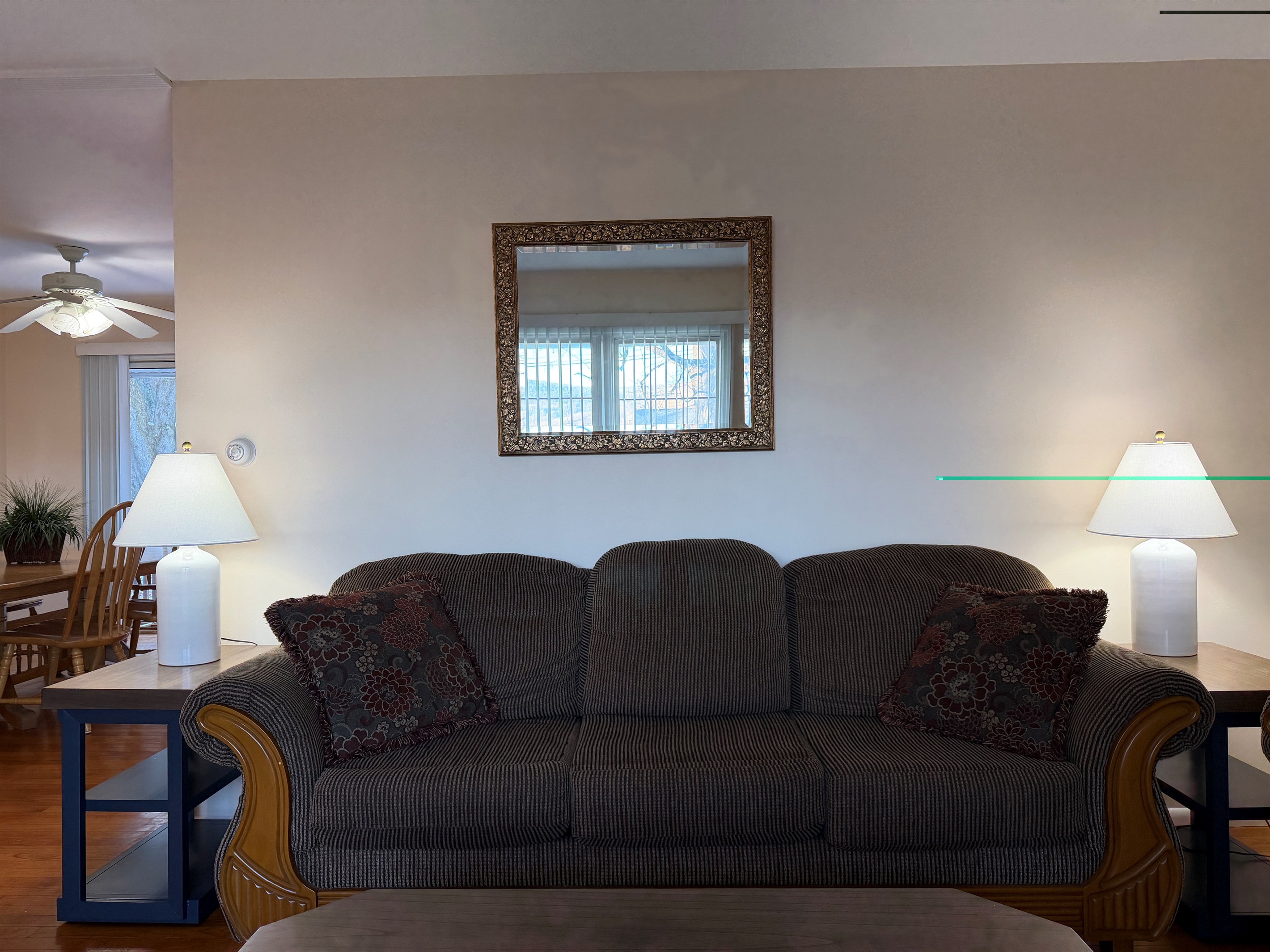 Living room with dining beyond