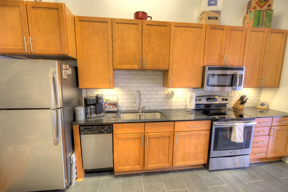 Fully appointed kitchen.