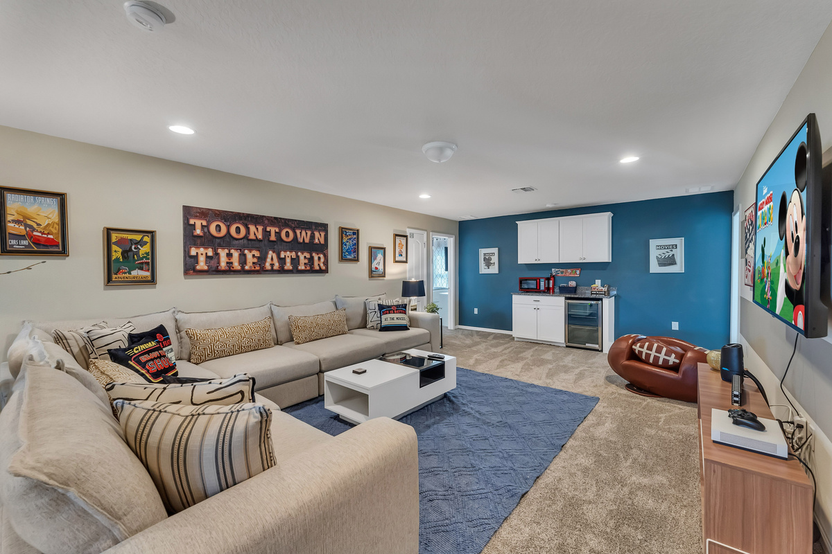 2nd floor loft / movie room with microwave and mini fridge