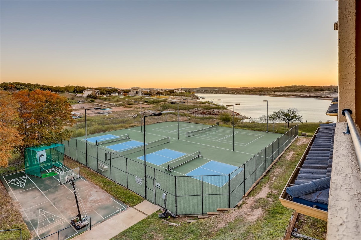 Lighted Pickle Ball Courts and Tennis Court