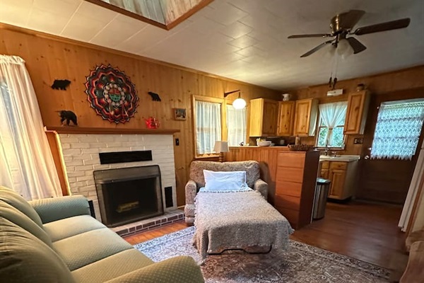 Enjoy the cozy glow of a wood-burning fireplace! We provide Duraflame-style logs for ambiance. You’re welcome to bring firewood if you’re experienced. Home has both gas & electric heat for comfort.