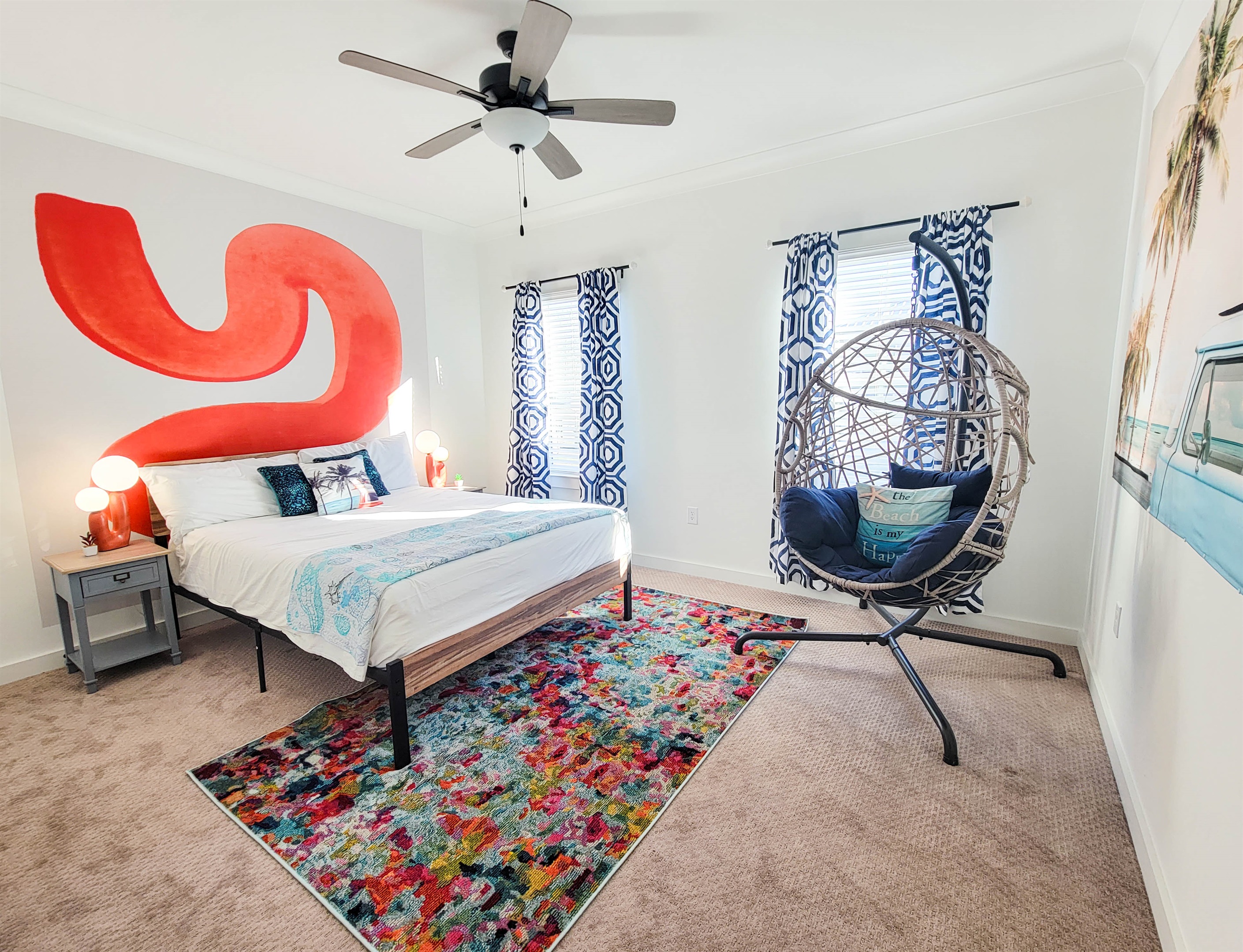 Bedroom #3 - a Queen Bed - Sit Back and Encapsulate Yourself in the Modern Egg Chair to Relax After a Busy Day
