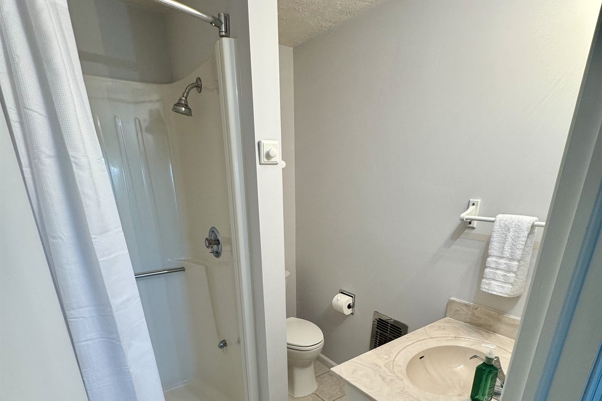 This Lower Level full bathroom has a shower with a curved shower rod & recently got a mini update! Professional pics coming soon of the changes!