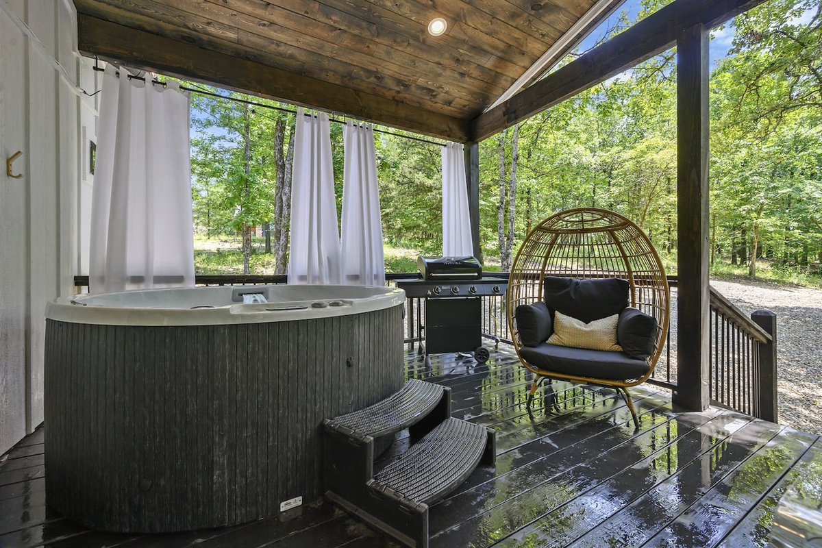 The back deck is a private space perfect for unwinding and enjoying some peace and quiet.