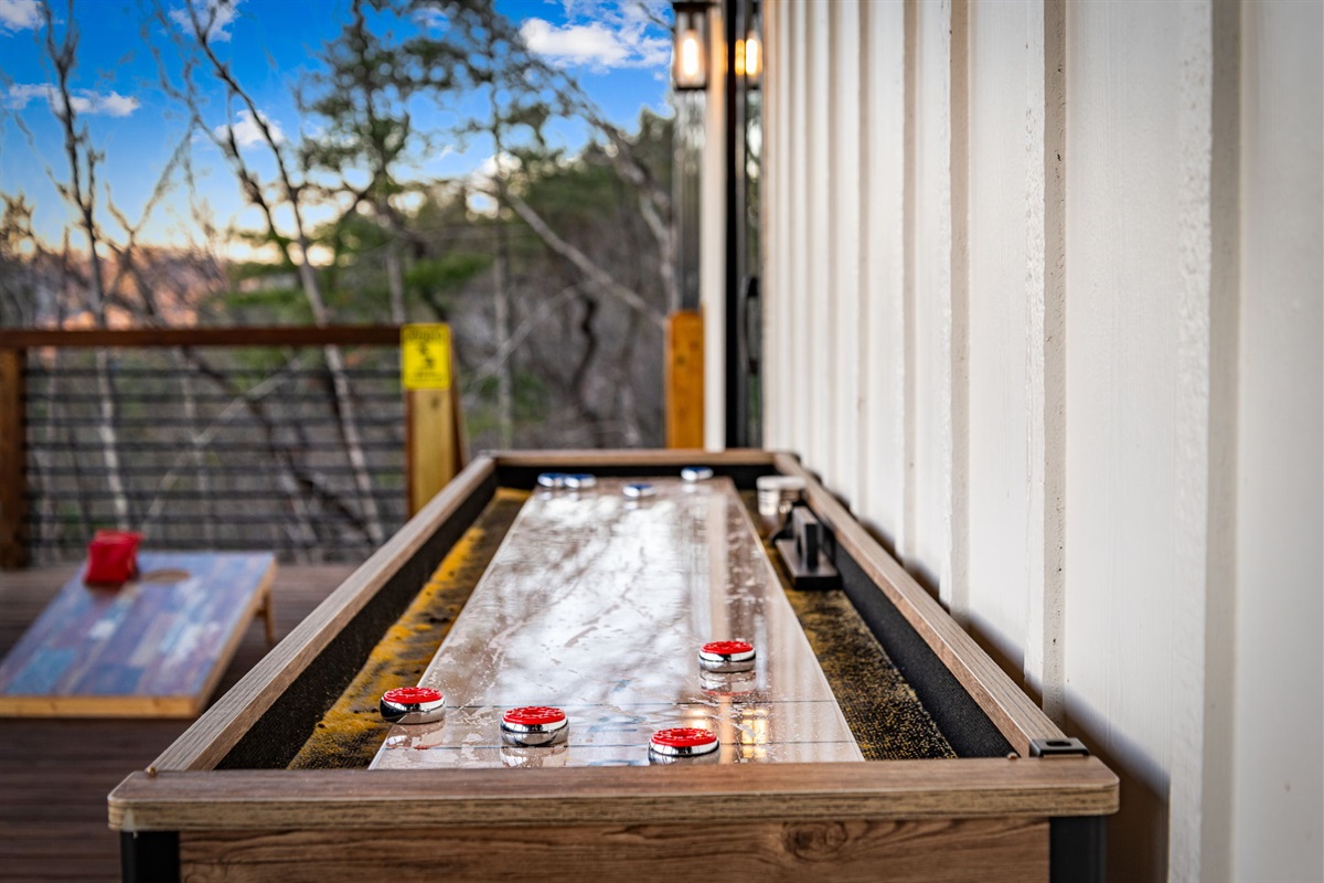 Friendly competition encouraged. Corn hole and Shuffleboard fun!