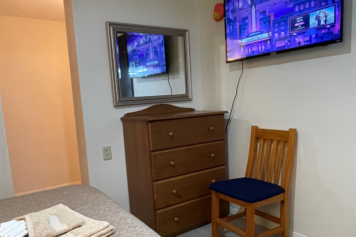 Large Flat Screen Roku RV in bedroom