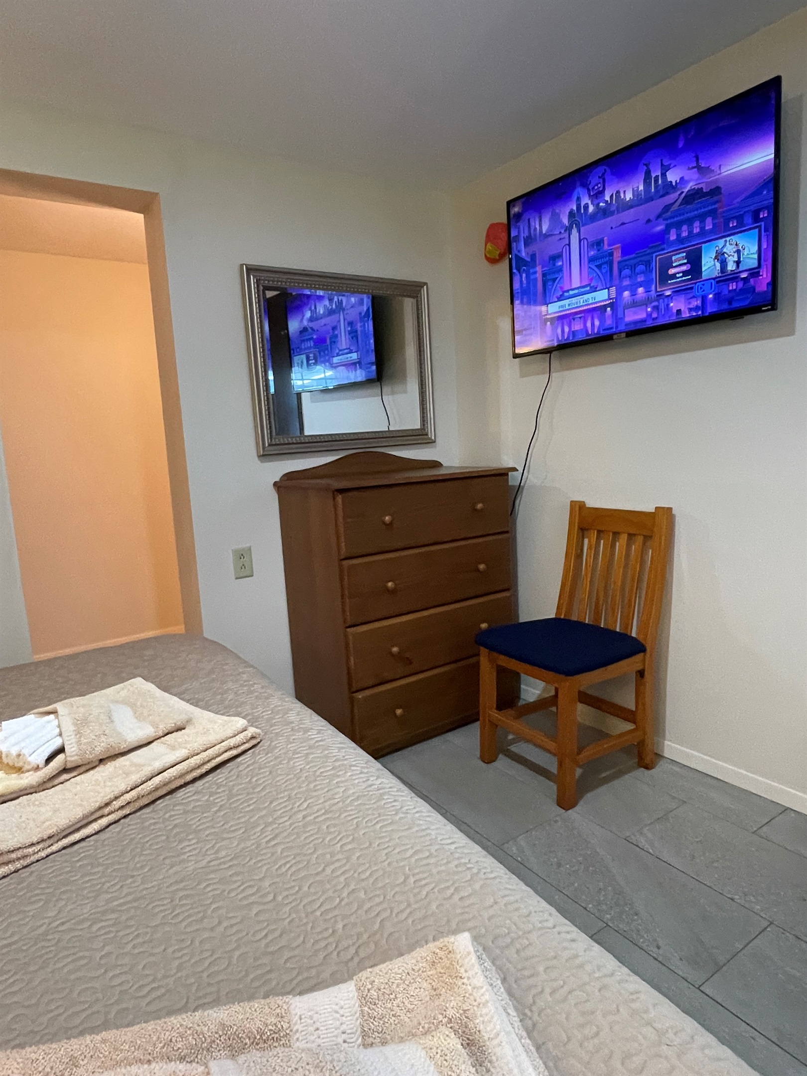 Large Flat Screen Roku RV in bedroom