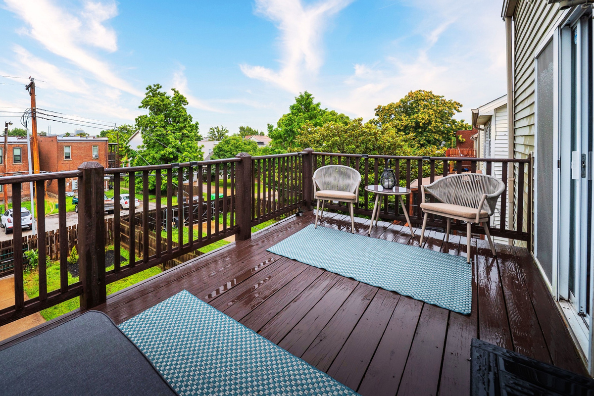 Outdoor seating perfect for morning coffee or evening relaxation.