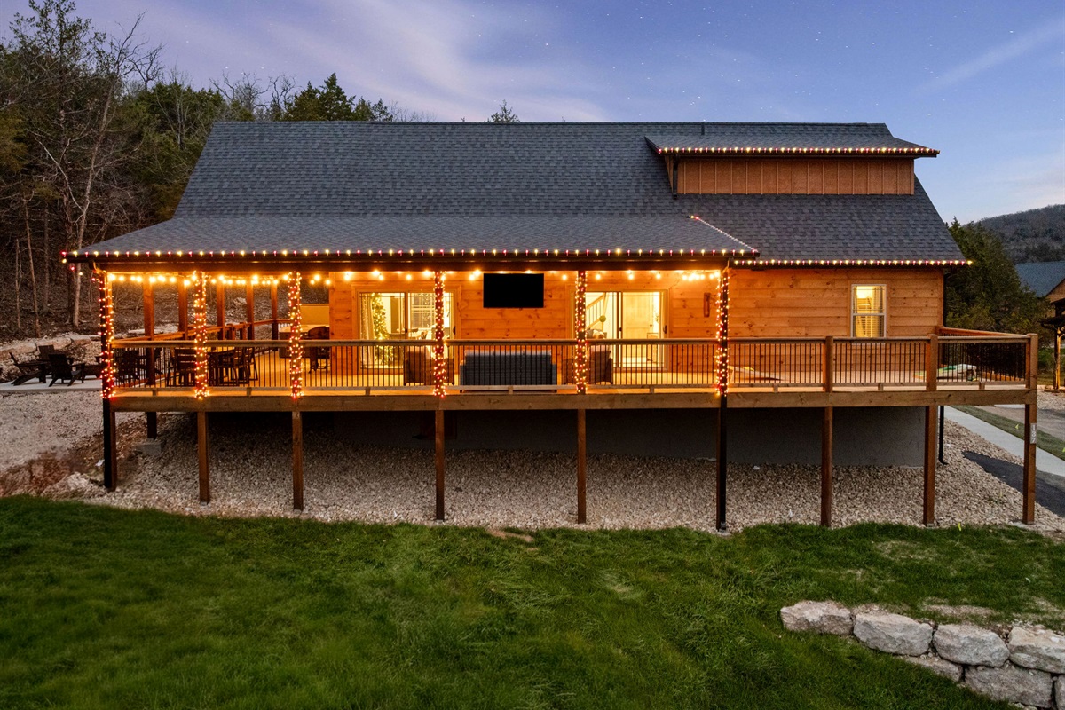 Welcoming exterior with warm lighting as evening sets in.