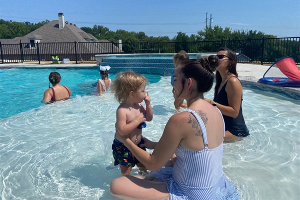 Two large lounging ledges are perfect for hanging out with the littles
