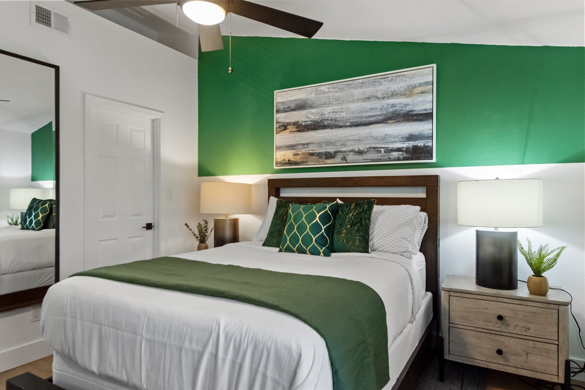 Experience restful sleep in a thoughtfully designed bedroom.