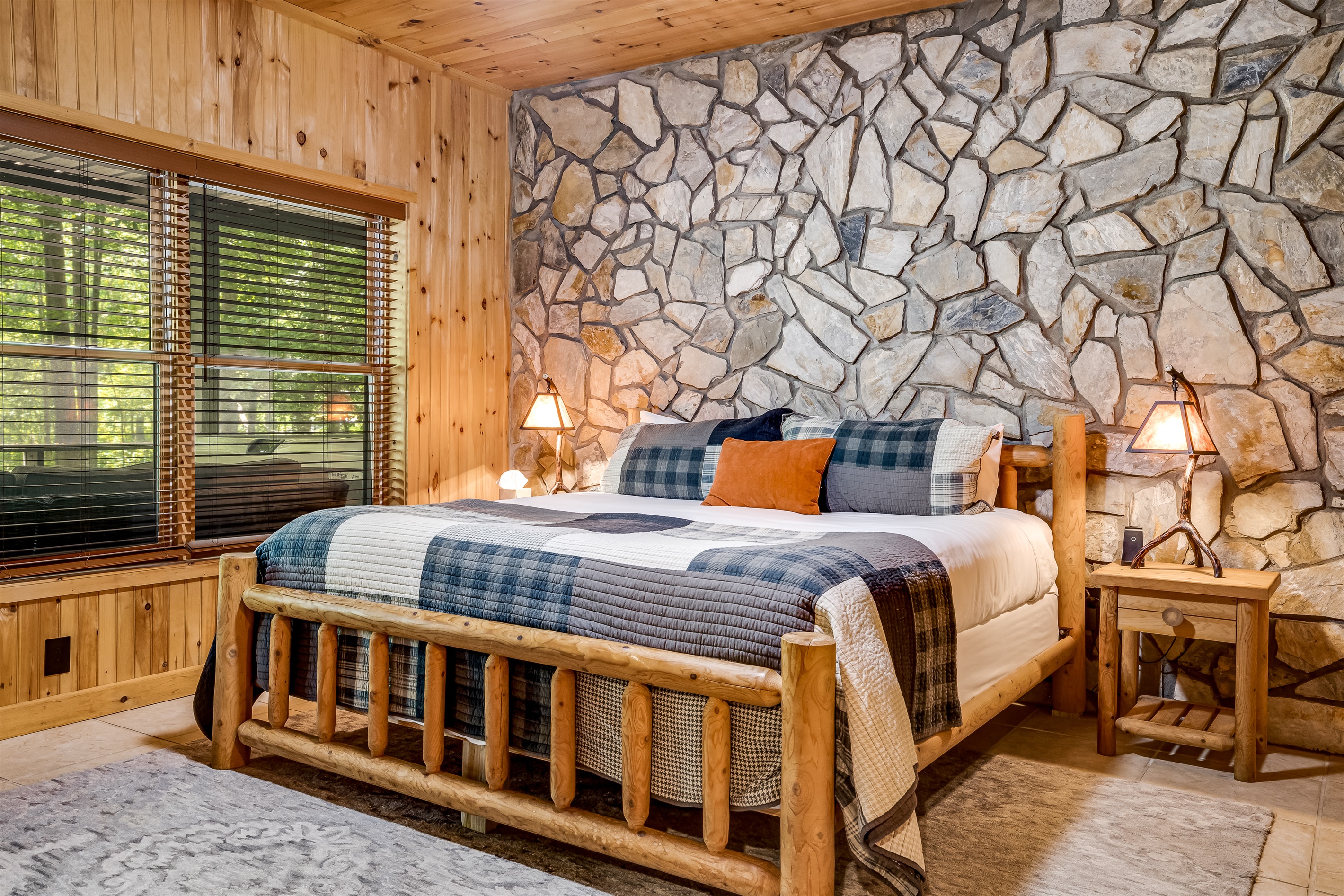 Lower level bedroom with a king and a twin bed