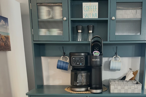 New coffee bar in the dining room. 