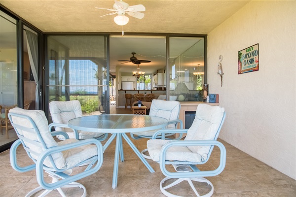 Dine alfresco style and enjoy the backyard oasis.