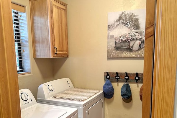 Full washer/dryer with detergent provided for guest use!