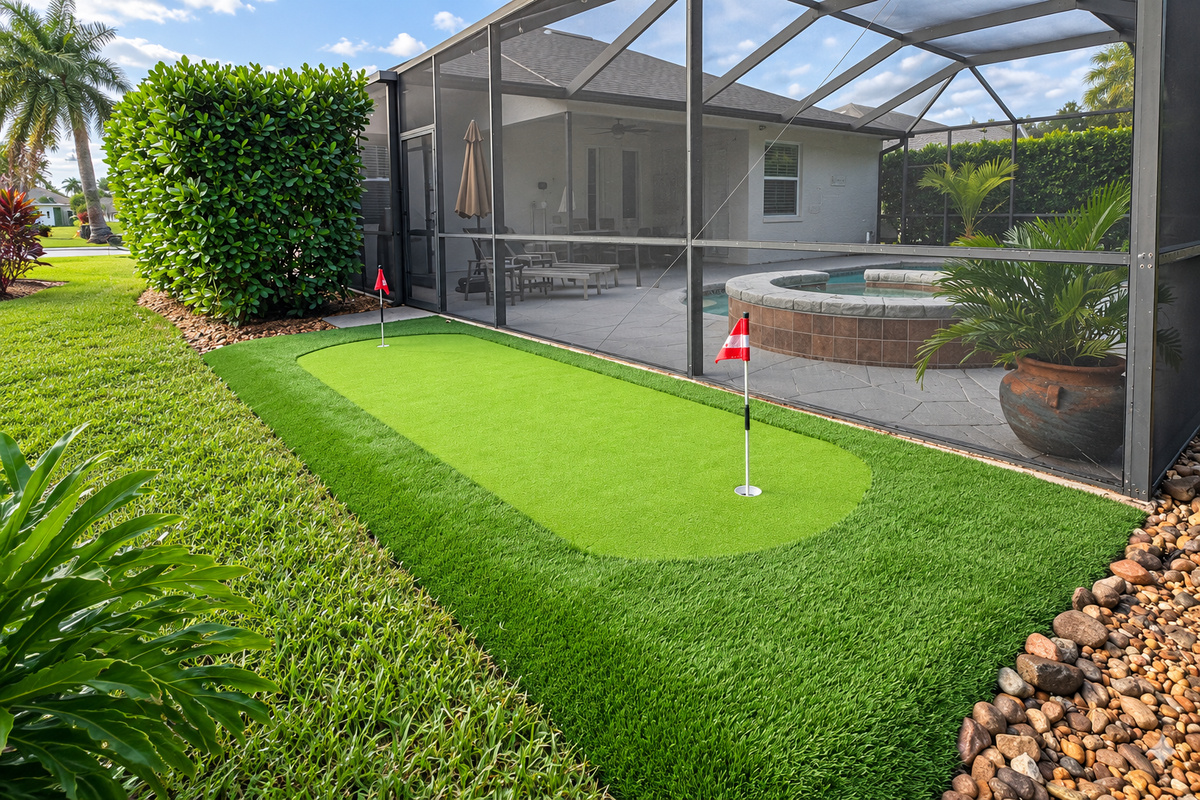 Brand new putting green! Practice, compete, play. We have adult and kids right and left putters and balls too