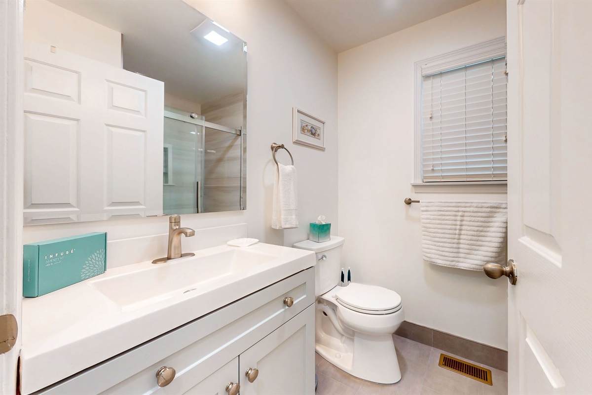 Full bathroom with large vanity area