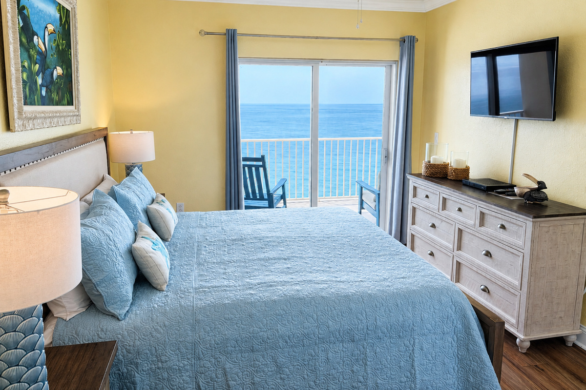 We also have a smart tv in the master bedroom...if you can take your eyes away from that view!