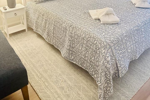 King bed with fresh linens