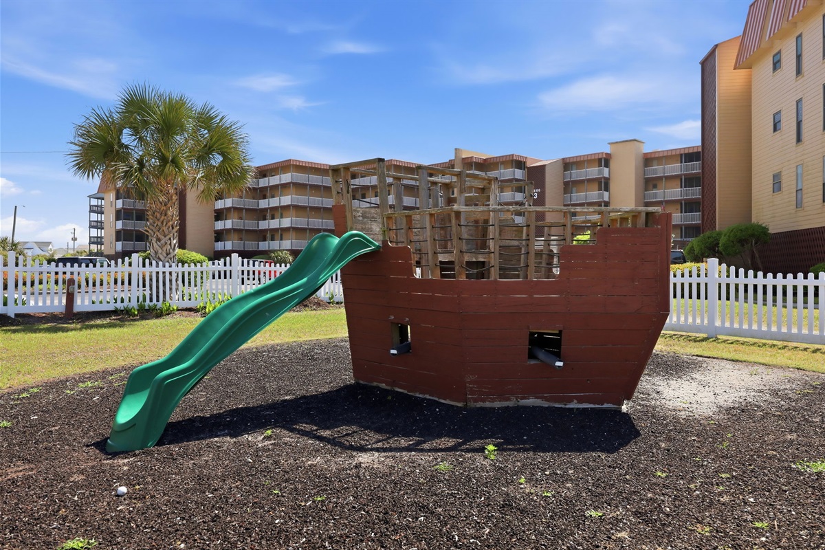 Pirate ship playground for fun-filled beach days with the kids