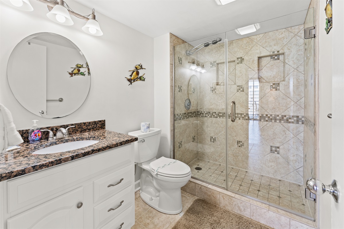 2nd Bathroom with lovely tiled stand alone shower