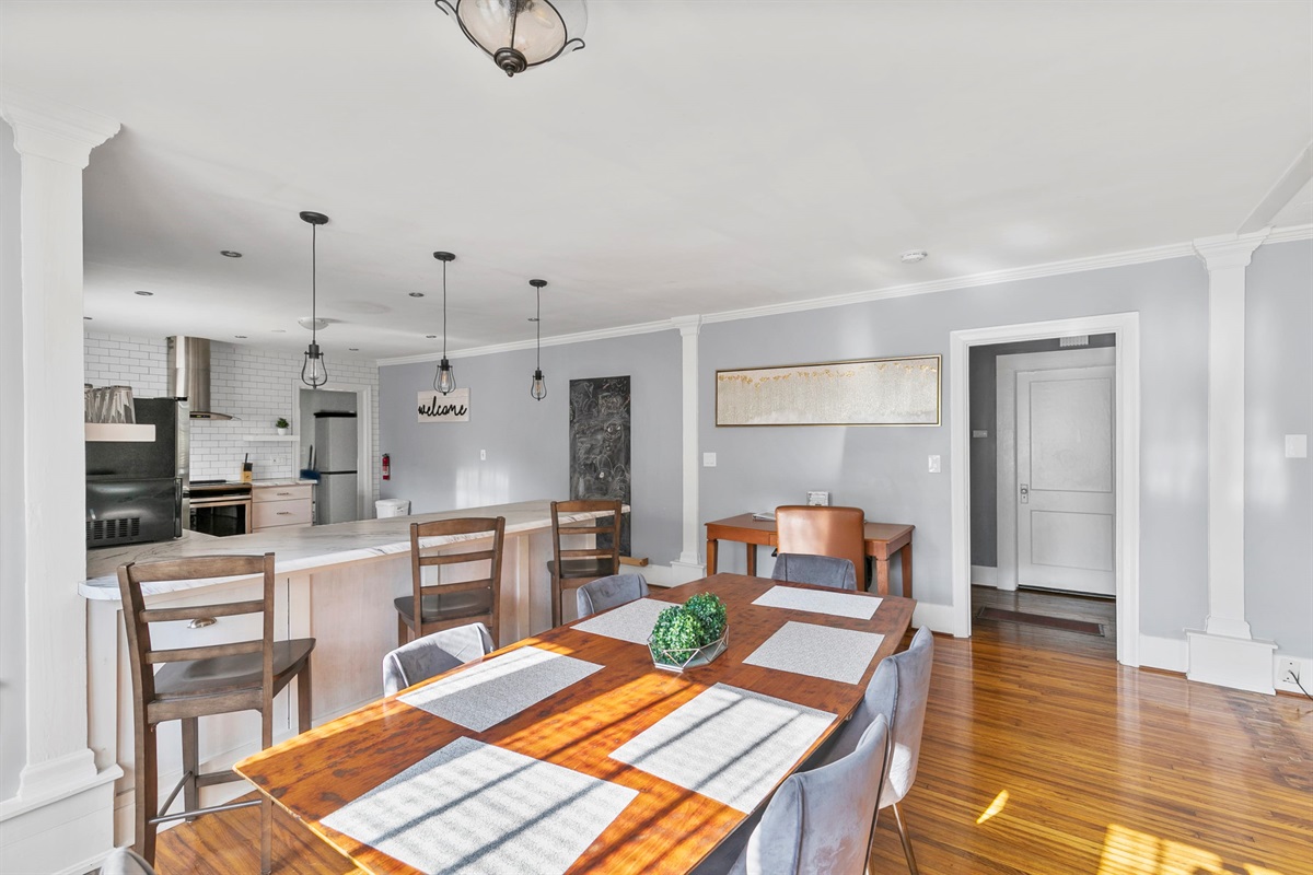 Gather around the table for shared meals, morning coffee, or late-night conversation.