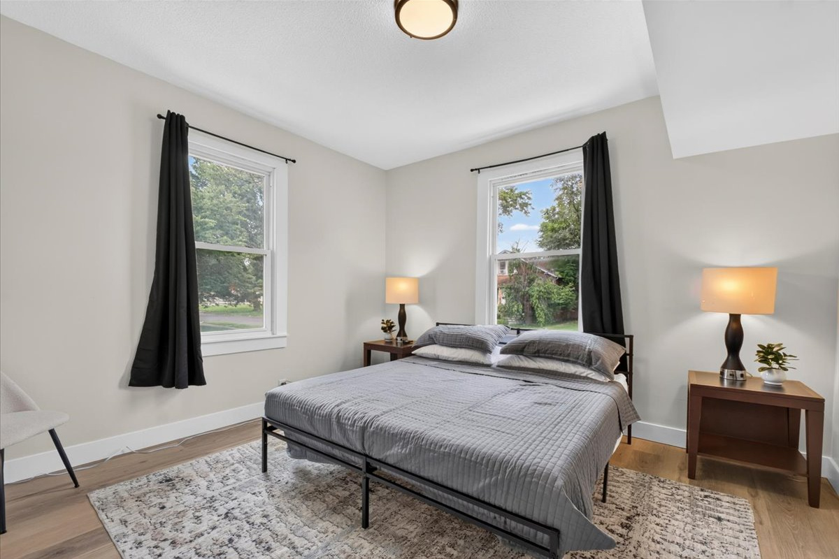 Master bedroom, walk-in closet, and ensuite bathroom.