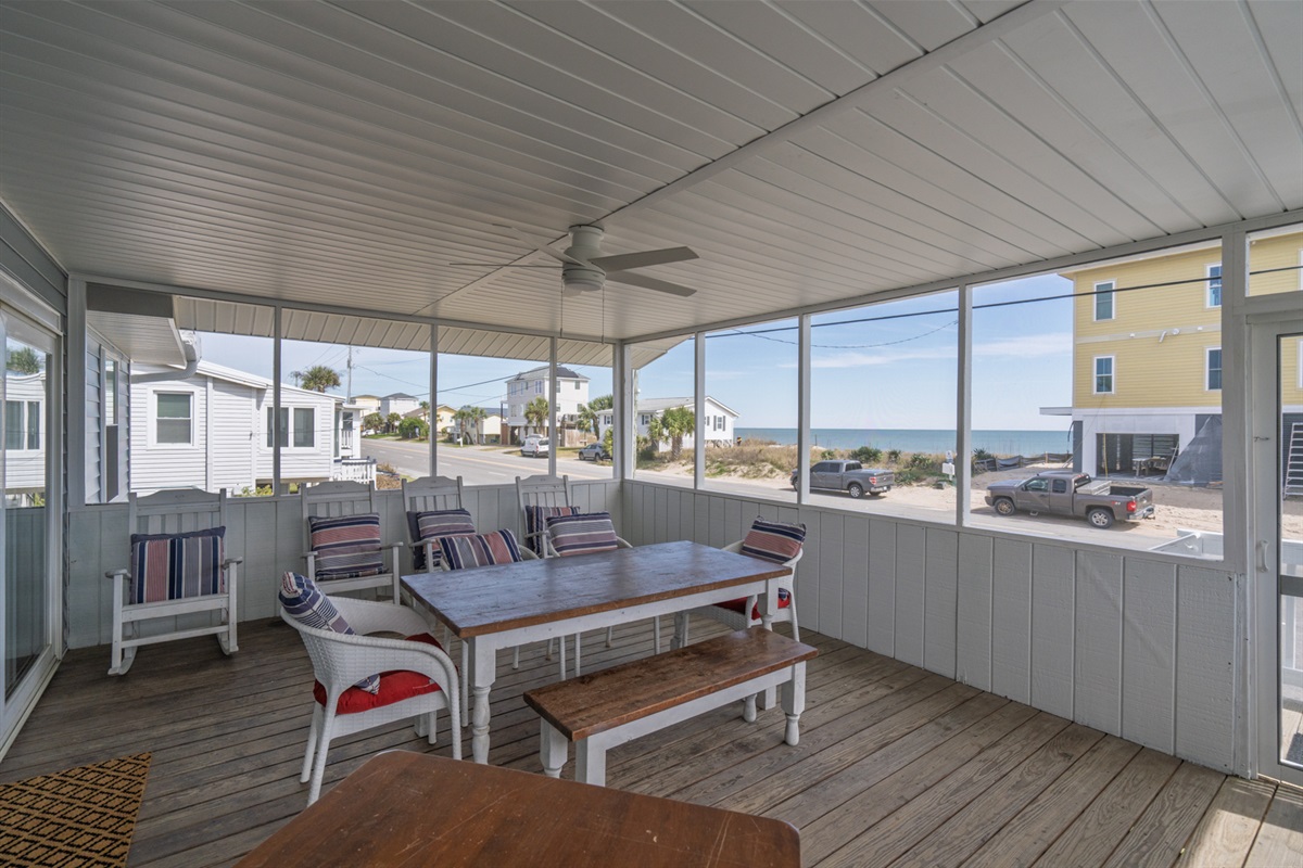 Screen Porch Front Side Ocean Views