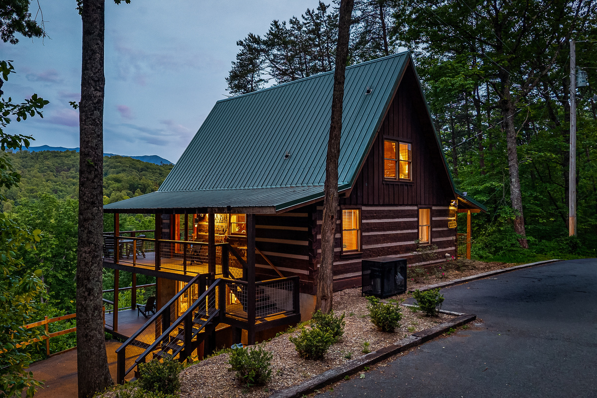 Cabin features both upper level and lower level parking.