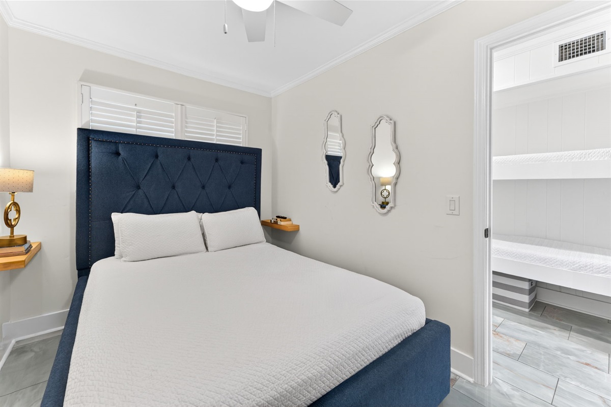 Queen Bedroom | Coastal Calm | Sea Cabins 310A, Isle of Palms, SC | IOP Escapes