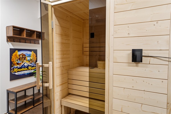 The built in sauna is a hidden gem of the home, designed for total relaxation.