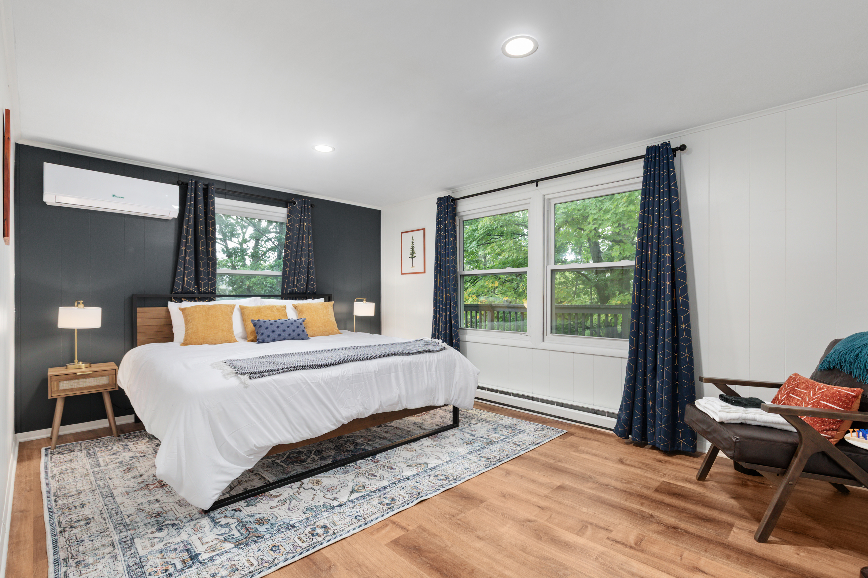Three bedrooms, two king beds and a queen — plenty of cozy space for everyone to rest well.