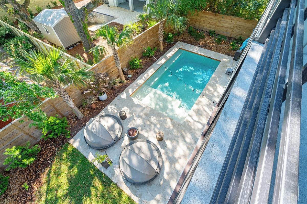 Pool area, looking down