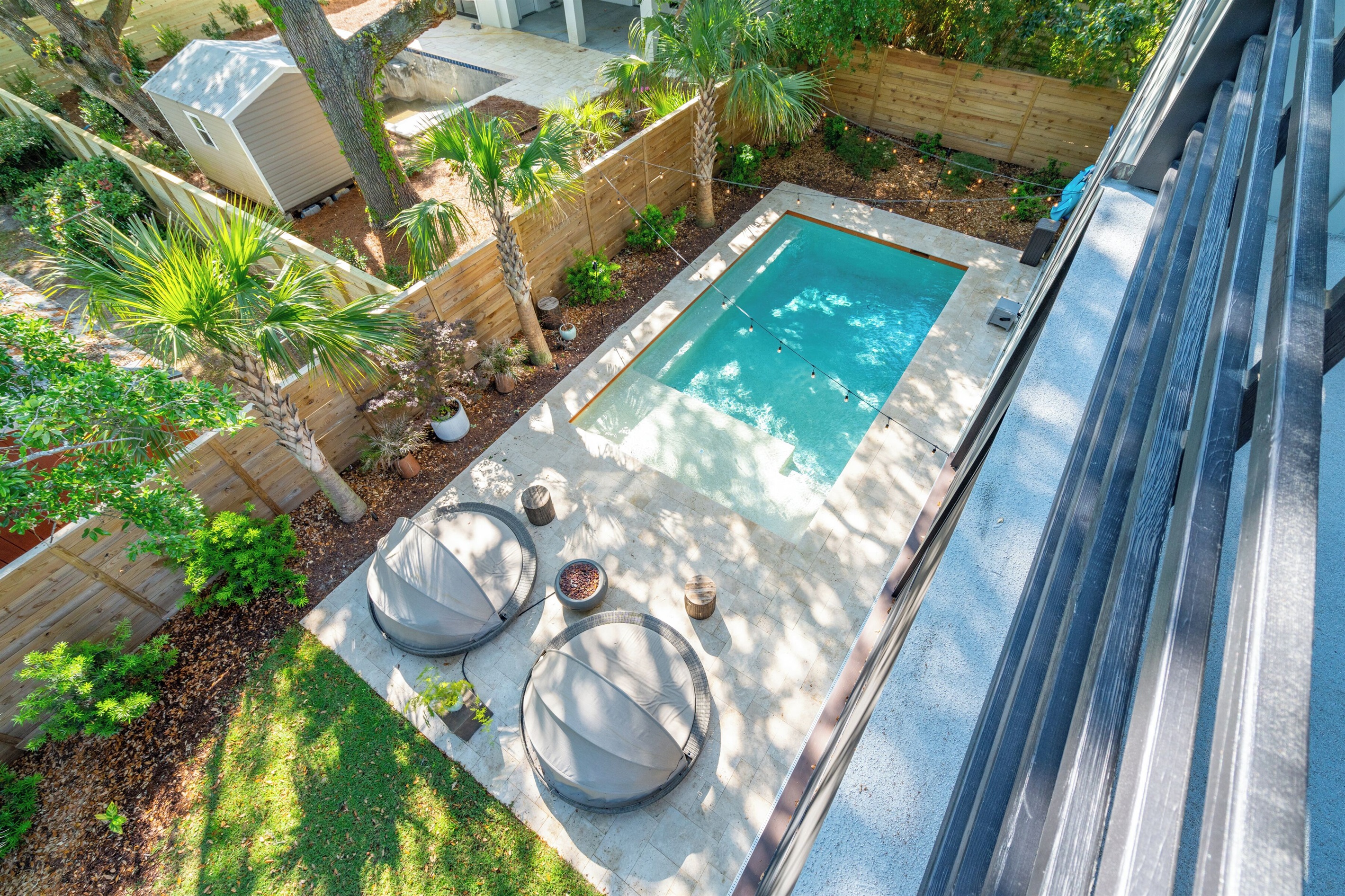 Pool area, looking down